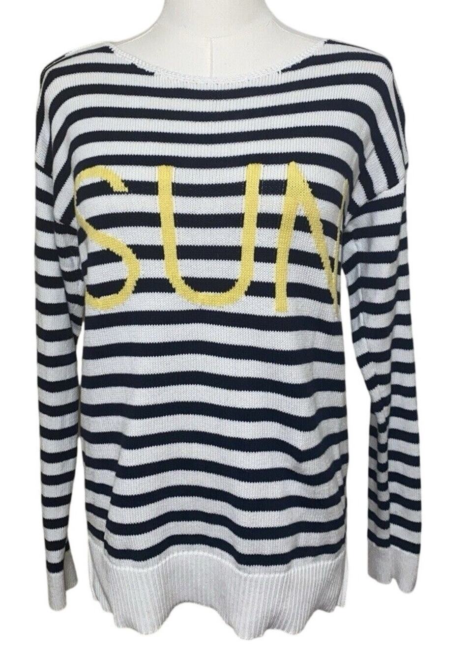 Ann Taylor LOFT Long sleeve SUN Sweater Navy/ White Stripe Size XS Cotton